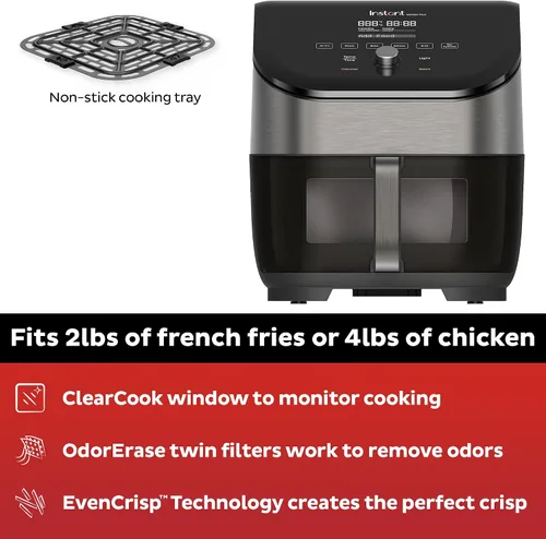 Vista 3 de Instant Pot Vortex Plus - Freidora de aire 6 en 1 de 6 cuartos de galón con Negro