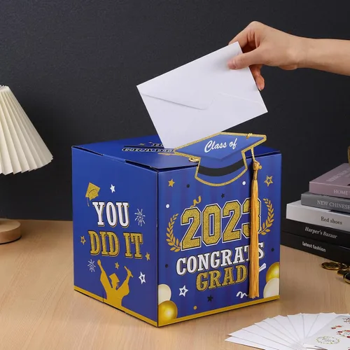 Vista 7 de Caja de tarjetas de graduación, caja de tarjetas de felicitaciones para clase de 2024, caja para tarjetas de graduación para suministros de fiesta