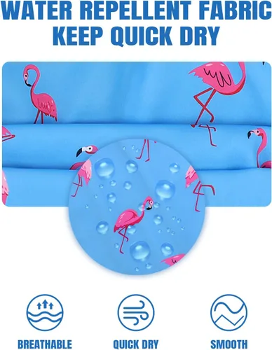 Vista 6 de Century Star Traje de baño para hombre con forro de compresión de secado rápido con bolsillos 01 Flamencos azul cielo