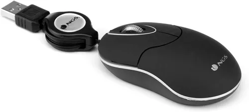 Vista 4 de NGS Sin - Ratón óptico con cable USB retráctil y rueda de desplazamiento, 1000 DPI - Negro