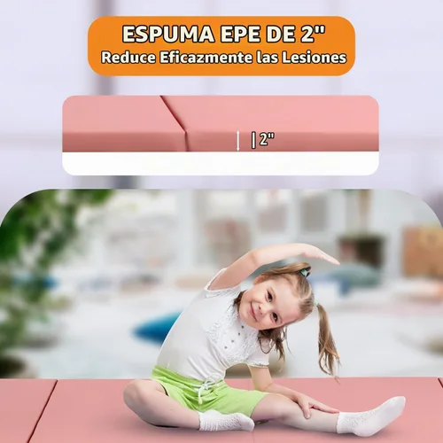 Vista 4 de Gymnastics Mats Foldable Tumbling Mats Portable Gymnastics Exercise Mat Thick Gymnastics Tumbling Mats Pad Home Exercise Panel Mat With Carrying