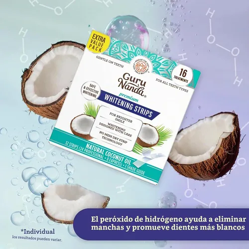 Vista 6 de GuruNanda Aceite de coco para jalar, aliento fresco y blanqueamiento bucal, 16 onzas líquidas y tiras blanqueadoras de dientes GuruNanda