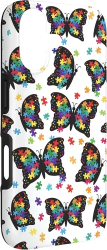Vista 3 de Funda con patrón de rompecabezas de mariposa para iPhone 17