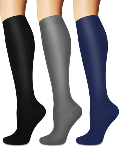 Vista 24 de Calcetines de compresión para mujeres y hombres circulación (3 pares) son el mejor apoyo para correr, atletismo, ciclismo, senderismo
