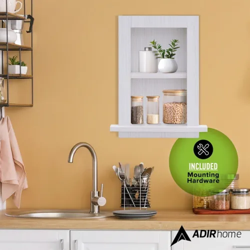 Vista 4 de AdirHome Nicho de pared empotrado, botiquín empotrado blanco completamente montado