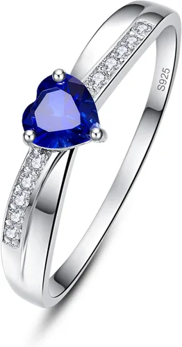 Vista 8 de AVECON Heart Cut Promise Ring for Her, 925 Sterling Silver Eternity Ring Circonita cúbica A