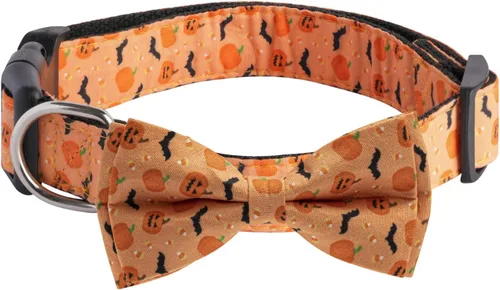 Vista 6 de TDTOK Collar de perro de Halloween con corbatín ajustable para Halloween, collar espeluznante para perro con hebilla de plástico ecológica