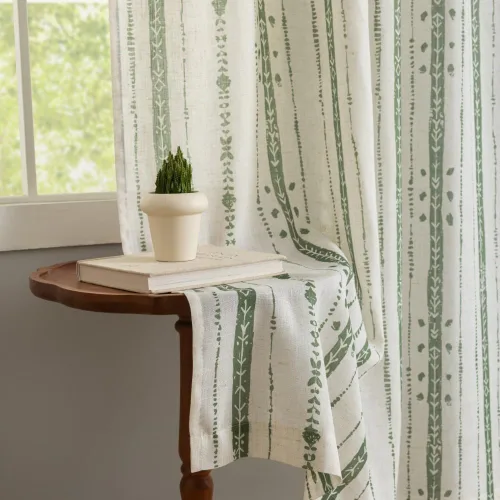 Vista 14 de Juego de 2 paneles de cortinas de lino bohemio, cortinas de semi privacidad para sala de estar, cortinas rústicas de campo de 54 pulgadas de largo