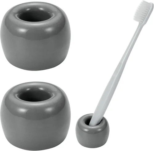 Vista 8 de Mini soporte de cerámica para cepillos de dientes para parejas, soporte para cepillos de dientes de baño hecho a mano, soporte para cabezal