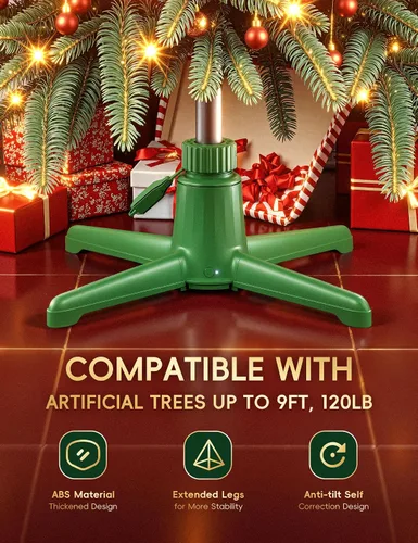 Vista 5 de Soporte musical giratorio para árbol de Navidad de 360°, se adapta a postes Verde