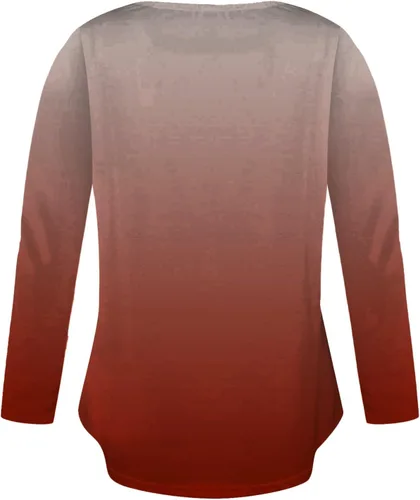 Vista 3 de Camisetas de manga larga para mujer, estilo casual, holgadas, con cuello en V, con botones, ajustadas