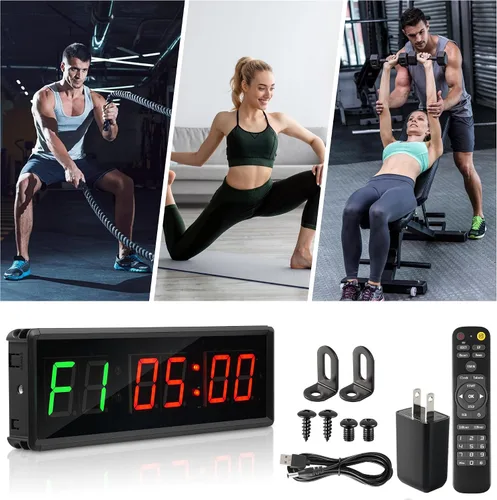 Vista 3 de Reloj temporizador de gimnasio mejorado para Tabata/FBG/EMOM – Gran intervalo digital de entrenamiento para entusiastas del fitness, cuenta