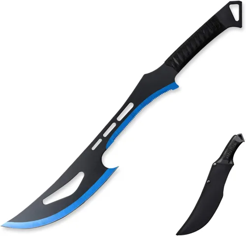 Vista 3 de Espada Ninja de acero inoxidable con vaina, cuchillo táctico de artes marciales para exteriores Rojo