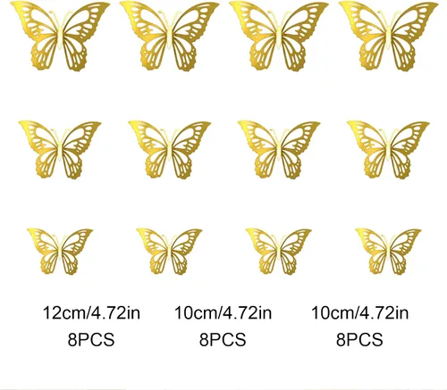 Vista 5 de 24 calcomanías de pared de mariposa 3D, decoración de mariposa de CAYUDEN para decoración de pared, combinación de mariposas, calcomanías de pared