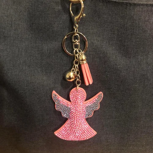 Vista 8 de Popfizzy Llaveros de diamantes de imitación para mujeres y niñas, llaveros de mochila brillantes, dijes para bolso, llavero divertido, regalo genial