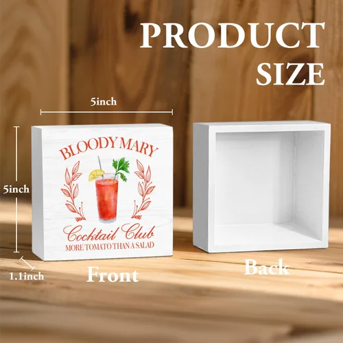 Vista 6 de Bloody Mary Bar - Letrero de madera para decoración de escritorio, regalos para amantes de los cócteles, Bloody Mary Cocktail Bloody Mary