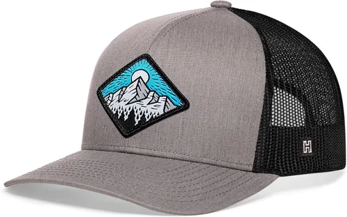 Vista 2 de HAKA Sombrero de camionero de campamento, sombrero de malla de montaña para hombres y mujeres, gorra de béisbol ajustable a presión, sombrero de golf