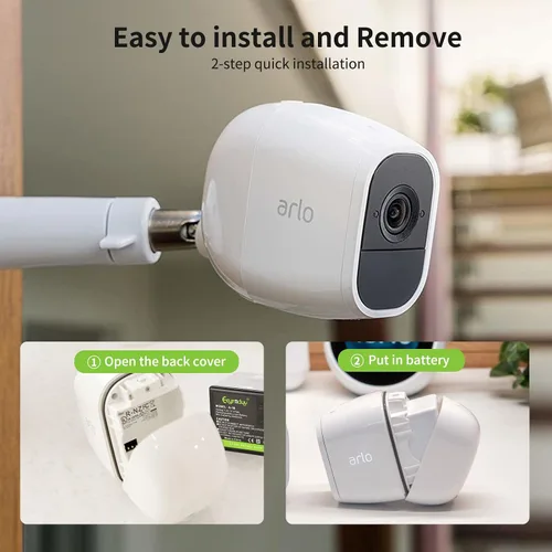 Vista 10 de A-1B Batería de repuesto para cámara Arlo Pro, Pro 2 VMA4400 2440mAh baterías recargables de iones de litio 7.2V/17.57Wh (paquete de 2)
