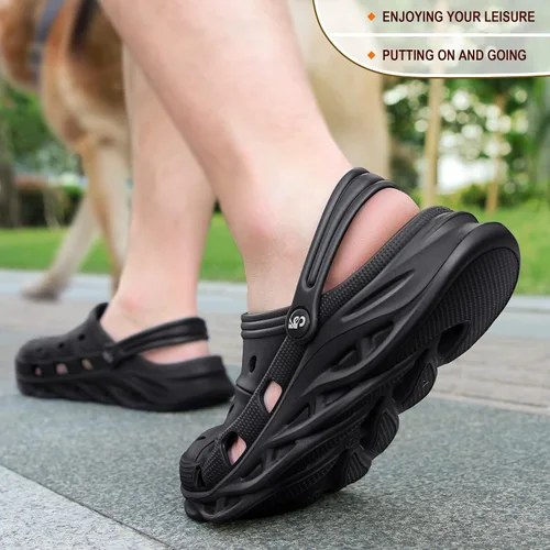 Vista 5 de KEMISANT Zuecos para hombre, unisex, sin cordones, para jardín, zapatos limpiadores, zapatos de trabajo en casa, acolchados, de apoyo