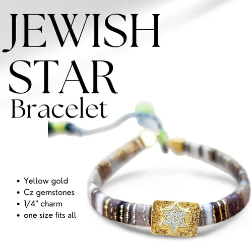 Vista 11 de Alef Bet by Paula Macrame Friendship Bracelet in Shades of Blue with Gold-plated Jewish Star of David Charm