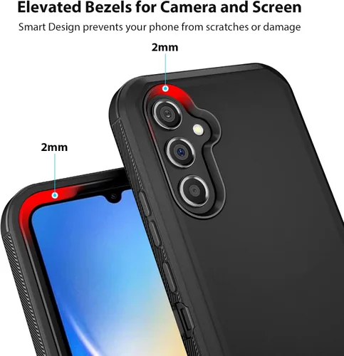 Vista 4 de Jiunai Funda para Samsung Galaxy A34, resistente, a prueba de golpes, de doble capa, protección de puerto, híbrida, resistente, para Samsung Galaxy