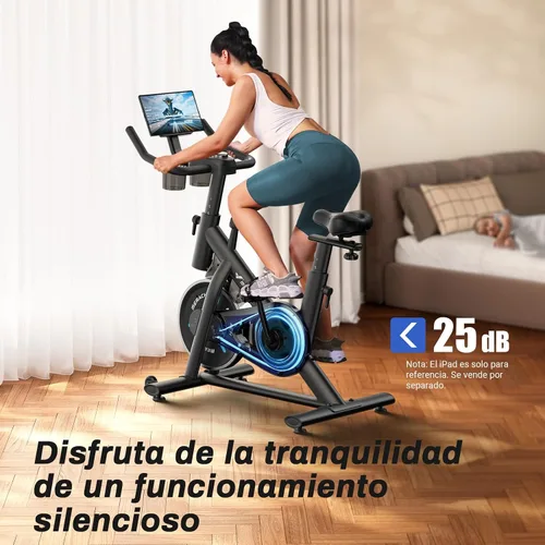 Vista 3 de Merach Exercise Bike for Home Gym, Low Noise Stationary Bike with Brake Pad, Indoor Workout Bike with Self-Developed App, Tablet Mount and Fitness