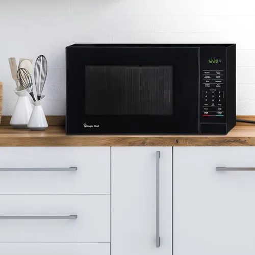 Vista 2 de Magic Chef Horno microondas compacto para encimera, 1000 vatios, negro, 1.1 pies cúbicos - Aparato de cocina digital con cocción de un solo toque