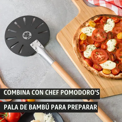 Vista 5 de Chef Pomodoro Girador de cáscara de torneado de pizza de 7 pulgadas, mango