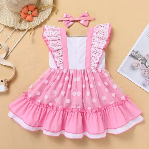 Vista 2 de Vestido de lunares para niña, ocasiones especiales, retro, de los años 50, vintage, clásico, con vuelo, vestido de fiesta de té rockabilly