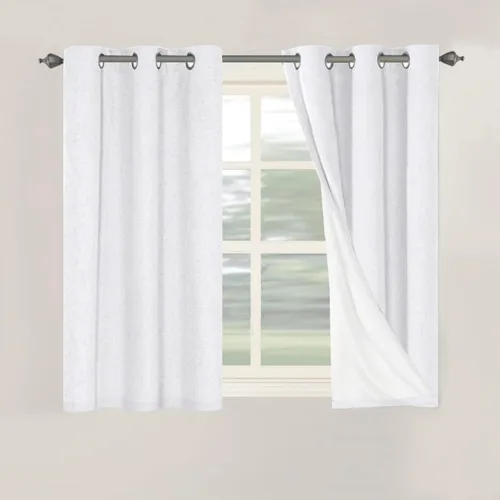 Vista 197 de H.VERSAILTEX Cortinas 100% opacas con aislamiento térmico, texturizadas, de lino, con bloqueo completo de calor y luz, para sala de estar y Negro