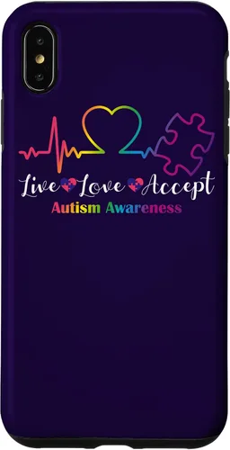 Vista 11 de Funda para iPhone 13 Pro Max Live Love Acept Autismo Concientización ECG Línea de Pulso Autismo Mamá