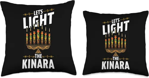 Vista 3 de African American Pride & Kwanzaa by NLTS Let’s Light The Kinara Kwanzaa Candles Throw Pillow, 16x16, Multicolor