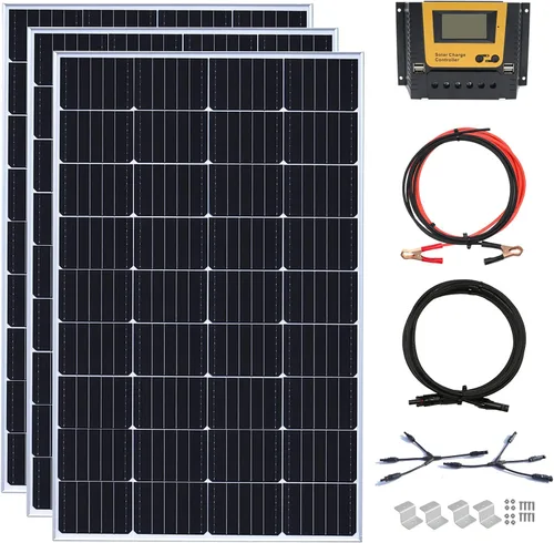 Vista 12 de Kit de panel solar de 20 W, 12 voltios, cargador de batería solar con controlador de carga de 10 A para caravana, barco, automóvil, remolque
