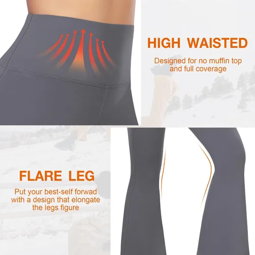 Vista 5 de Pantalones de yoga con corte de bota para mujer, leggings acampanados para mujer, cintura alta, cruzado, entrenamiento, salón, parte inferior