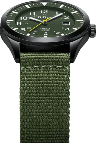 Vista 4 de Relojes militares para hombre, reloj militar militar de cuarzo analógico impermeable para hombre, pantalla de fecha, nailon táctico, deportes