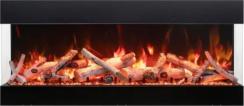 Vista 2 de Amantii TRV-55-BESPOKE Tru View Bespoke - Chimenea eléctrica de 3 caras para interiores y exteriores de 55 pulgadas con WiFi, Bluetooth, altavoz