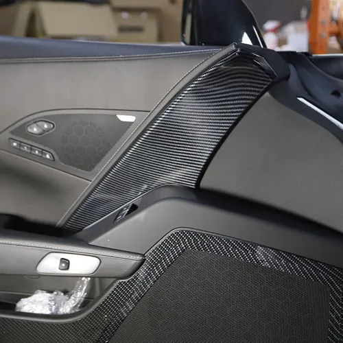 Vista 3 de Cubierta de la decoración del panel de puerta de la cabina de la fibra de carbono para Chevrolet Corvette C7 2014-2019