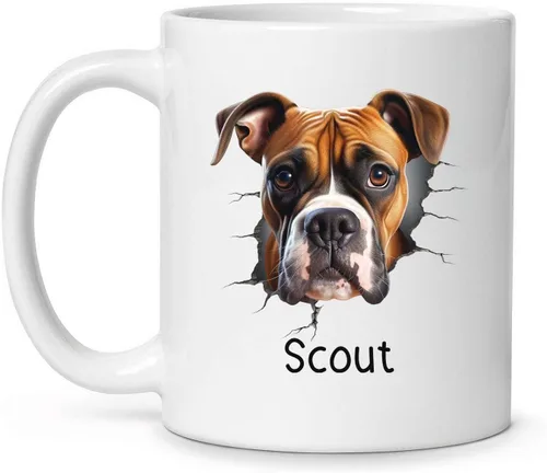 Vista 18 de Tazas de café con nombre personalizado único y emocionado Chihuahua rompió la pared, tazas de café personalizadas para perros, regalo para niños