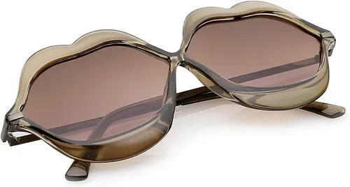 Vista 4 de zeroUV - Gafas de sol transparentes de gran tamaño con forma de labio de metal y lentes degradadas, 2.480in