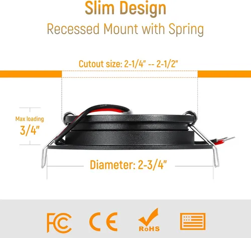 Vista 5 de Paquete de 8 luces LED de 12 voltios en forma de disco para RV, montaje empotrado en el techo, luz de techo de 7 cm, luz de techo de 12 V