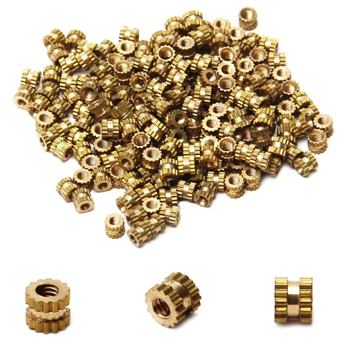 Vista 40 de Tuercas moleteadas de rosca hembra M2x3mm OD Tuercas de inserción roscadas de latón Tuercas de incrustación hidráulicas soldadas juntas Kit surtido