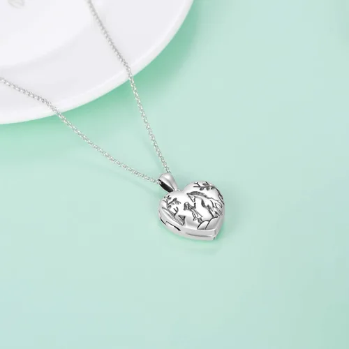 Vista 5 de Collar con medallón de corazón que sostiene fotos de plata de ley con colgante de foto, regalo conmemorativo para mujeres y niñas