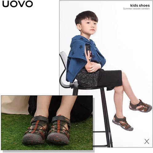 Vista 2 de UOVO Sandalias para niños, sandalias de senderismo atléticas con punta cerrada, sandalias de verano para niños de secado rápido