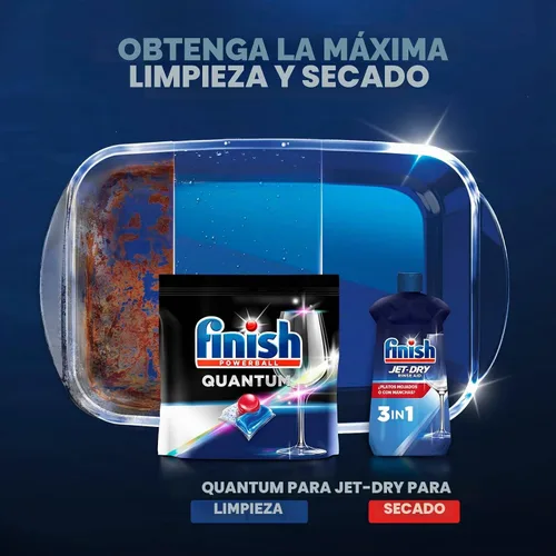 Vista 4 de Finish - Quantum con tecnología Activblu - 50 unidades - Detergente para lavavajillas - Powerball - Máxima limpieza y brillo - Tabletas