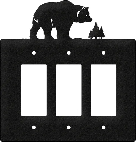 Vista 9 de SWEN Products Bear Wildlife - Placa de pared (interruptor simple, negro)