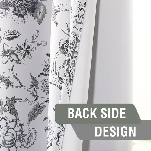 Vista 6 de H.VERSAILTEX Cortinas opacas de 63 pulgadas de largo, juego de 2 paneles de cortinas con estampado floral para sala de estar, cortinas de ventana