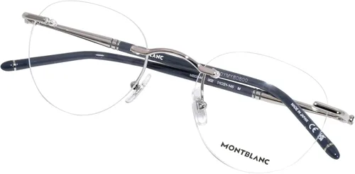 Vista 5 de Mont Blanc MB0244O 002 Gafas De Los Hombres Plata Rimless Oval Forma 2.008 in, PlataGris-002