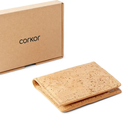 Vista 5 de Corkor Slim Wallet for Men, RFID Safe, Vegan Non Leather, Bi-fold Cards Cash