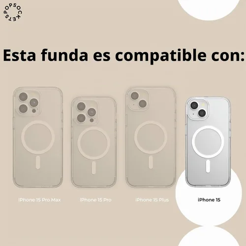 Vista 3 de PopSockets Funda para iPhone 15 con MagSafe, transparente