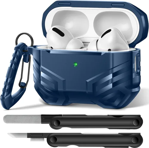 Vista 10 de MOBOSI Funda para AirPods Pro 2 con cerradura, compatible con funda Airpod Pro de 2ª/1ª generación, funda protectora de grado militar con kit